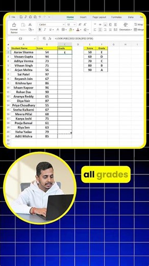 How to Calculate Grade in Excel⚡️#excel #office #spreadsheet