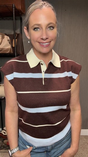 Striped preppy sweater for stylish fall looks