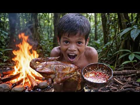 Primitive Technology / Eating delicious-Cooking Chicken Recipe