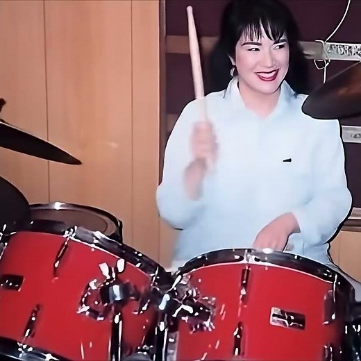 Sanae Takaichi playing drums