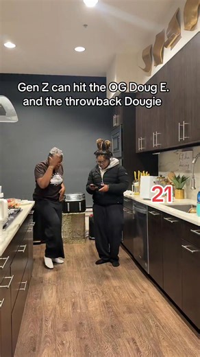 It’s usually an entire talent show in my kitchen. I’m always cooking up a two step. #Genz #dougie #dougefresh #saturdaynightlive #motherdaughterduo | Verun Marie Moring