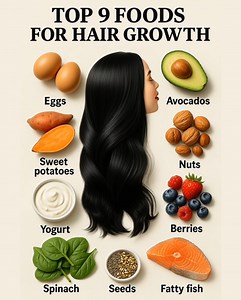 Hair doesn’t respond to quick fixes. It reflects what you’ve been doing consistently in the background. Foods like these aren’t special on their own. What matters is the pattern: steady protein, enough healthy fats, and nutrients that support energy availability. Hair follicles are active, but they’re not a priority when the body feels stressed or under-fueled — so growth slows quietly, long before you notice. That’s why hair changes feel delayed. What you eat today shows up weeks later, not tom