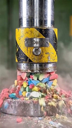 Hydraulic Press vs Colored Chalk 🎨 Satisfying Powder Explosion! #hydraulicpress #satisfying #shorts