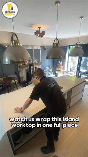 Watch Us Wrap This Island Worktop In One Full Piece #kitchenwrap #kitchenwrapping #homedecor #kitchendesign #smallbusiness | Kitchen WrapCo.