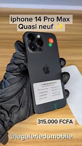 📱 iPhone 14 Pro Max – 128 Go | Quasi-neuf - Batterie 100% - Comme neuf – Tout est d’origine - État impeccable, performance au top - Garantie incluse 💰 Prix : 315 000 FCFA 📍 Lieu : Adjamé Black, en face de l’agence Orange, juste à côté de la station Shell 📞 Contacts / WhatsApp : ➡️ 07 48 29 27 20 ➡️ 01 41 59 77 11 📦 Passez voir, testez et repartez 100% satisfait ! #cotedivoire #apple #iphone14promax | La Galerie du Mobile