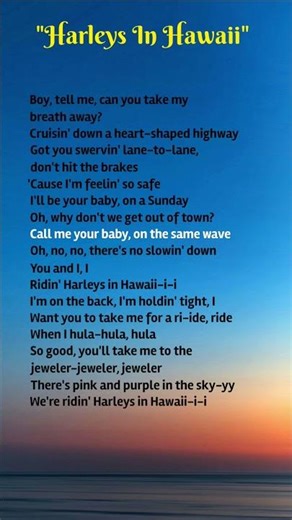 Katy Perry - Harleys In Hawaii (Lyric Video) English songs #shorts #viral #lyrics