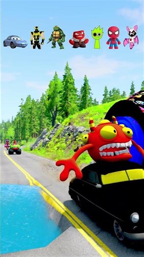 Rabie Baby Pink Car vs Giant Sprunki Bollard – BeamNG Drive Funny Crash Challenge!