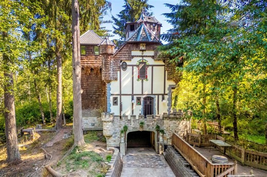 Medieval-style castle with moat and dungeon listed for $900k