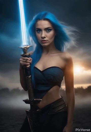 Who says girls can't be warriors? 💫🗡️ #cosplay #girlpower #sword #saber #outdoorpose #lightsaber #blue #bluehair #blueeyes #contentcreator #digitalcreator #girls #girlswithswords | Nora Flokk