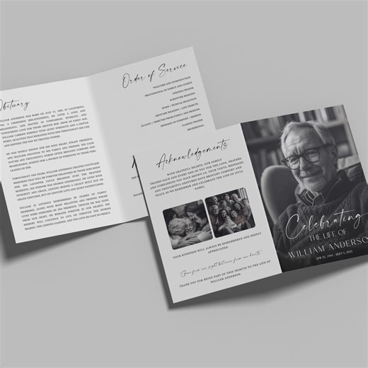 Elegant Funeral Program Template: Canva Celebration of Life Program, Instant Download - Etsy