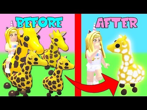 Turning My LEGENDARY Giraffes Into NEON Giraffes In Adopt Me! (Roblox)