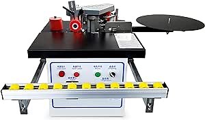 Automatic Edge Bander,1200W Gluing Edge Bander Portable Desktop Woodworking Edgebander diameter 40mm Double Sided Glue Edge Bander Machine, 2-6m/min Curve Straight Edge Banding