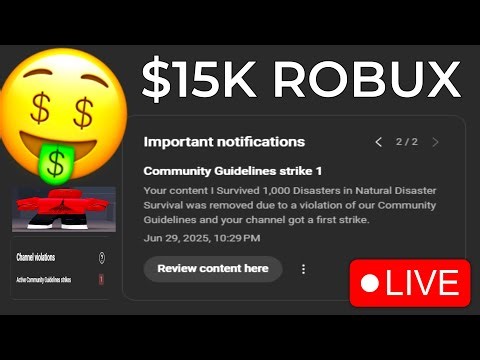 GIVING AWAY $15000K ROBUX BECAUSE YOUTUBE BANNED ME