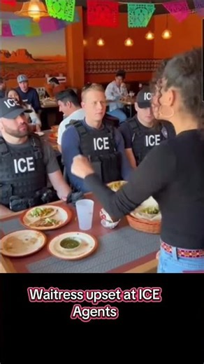 Waitress upset at ICE Agents and tells them to leave #followme #share #like #fyp