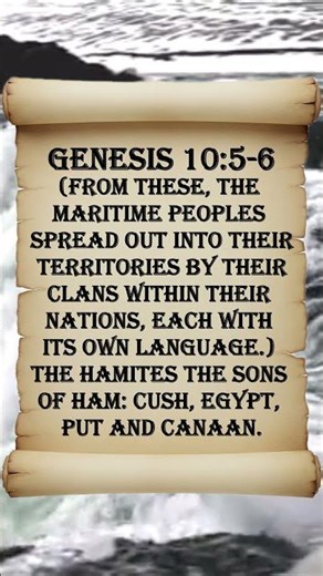 Genesis 10:5-6 The Hamites The SONS of Ham:Cush, Egypt, Put and Canaan.