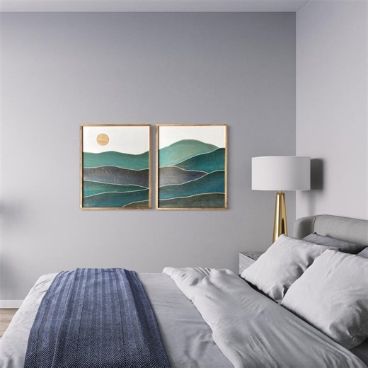 Layered Wood Mountain Wall Art Diptych: Scandi Boho Decor - Etsy