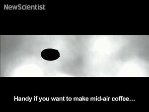 Sound waves levitate and mix floating drops of liquid