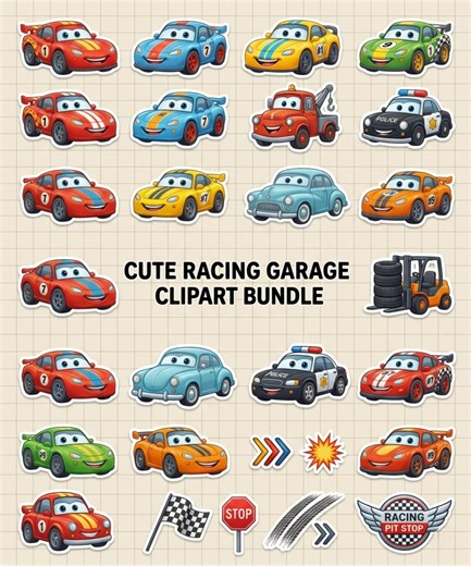 Cute Racing Car PNG Bundle, Cartoon Cars Clipart, Kids Race Car PNG, Car Party Sublimation, Printable Vehicle Graphics, Instant Download - Etsy