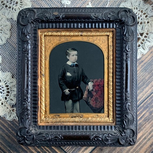 Tinted Ambrotype Photo of Victorian Boy in Thermoplastic Frame: Antique 19th Century Photograph - Etsy
