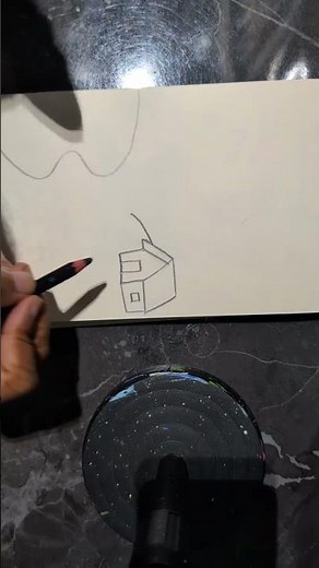 Easy village scenery drawing tutorial for beginners and kids #art #drawing #artscraft #shorts