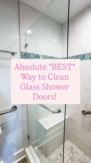 Jill Koch | Cleaning • Home Organization • Hacks on Instagram: "The only glass shower door cleaner you’ll ever need! ⠀ Comment SHOWER and I’ll send over the best cleaner for how to clean glass shower doors with buildup. ⠀ Easy cleaning solution for making glass shower doors look new again and easily getting rid of soap scum and hard water buildup. ⠀ #bathroomcleaning #easycleaning #howtoclean #hardwater #cleaningsolutions #deepcleaning #prettyhomes"