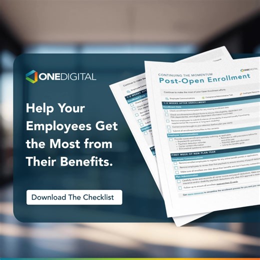 Open enrollment might be over, but we all know the work doesn’t end there. Start the new plan year off strong with our Post-Enrollment Guidebook: a practical checklist to double-check your data, capture feedback, and ensure employees are getting the most from their benefits. Download the guidebook: https://hubs.ly/Q03XWXVh0 #openenrollment2026 #betterbenefits | OneDigital