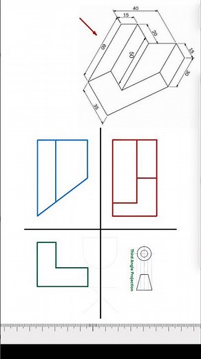Third angle projection | Engineering Drawing #projection #engineeringdrawing