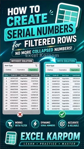 Never Lose Serial Numbers After Filtering in Excel