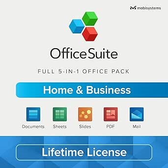OfficeSuite Home & Business - Lifetime License - Documents, Sheets, Slides, PDF, Mail & Calendar for Windows | 1 PC | Physical Activation Card