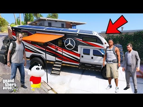 Franklin and Shinchan Going For Camping with Caravan with Michael & Trevor IN GTA V