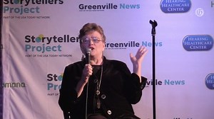 Jan Phillips speaks at the Greenville Storytellers Project event