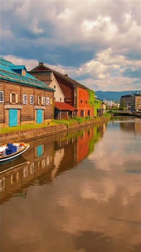 Otaru Canal Daytime Time-Lapse (4K) | Historic Warehouses & Clouds, Hokkaido Japan
