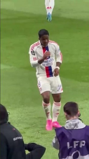 Endrick dances after scoring for Lyon against PSG in the French Championship.