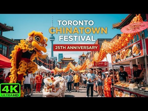 【4K】Toronto Chinatown Festival Walk | Lion Dances, Street Food & Summer Heatwave (August 2025)