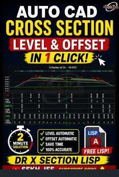 AutoCAD Cross Section Level & Offset in 1 Click free LISP #shorts #viral #lisp #autolisp #xseries