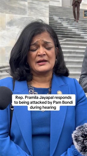 HuffPost on Instagram: "Rep. Pramila Jayapal, who asked Pam Bondi to apologize to Epstein survivors at a hearing, weighed in on the attorney general’s performance and that moment in particular. 🎥: Arthur Delaney"
