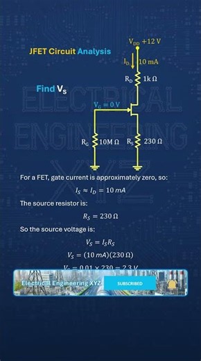 JFET Self Bias Vs with RD 1k RS 230 RG 10M VDD 12V #Shorts
