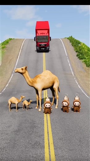 Bus vs Camel– Extreme Crash Test in BeamNG.drive 😱💥#beamng#usa#us