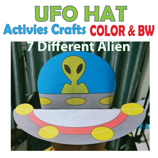 Alien UFO Hat Craft for Kids: Printable Space Headband Activity (color & BW PDF) - Etsy