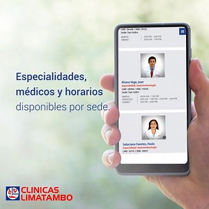 Revisa nuestro STAFF en la WEB: 🖥 http://bit.ly/2l5QkIN para conocer las especialidades, médicos y horarios disponibles en CONSULTA PRESENCIAL.👨‍⚕ Y reserva tu consulta mediante el whatsapp de citas : 📲San Isidro: 970 055 647 📲San Juan de Lurigancho: 988 039 731 📲Minka - Callao: 970 057 801 👁‍🗨 Conoce nuestro Plan "Limatambo Te Protege" 💙 para brindarte la seguridad que te mereces en nuestras instalaciones. https://bit.ly/2AqqsPw Gracias por tu preferencia. #LimatamboTeProtege #UsaMascar