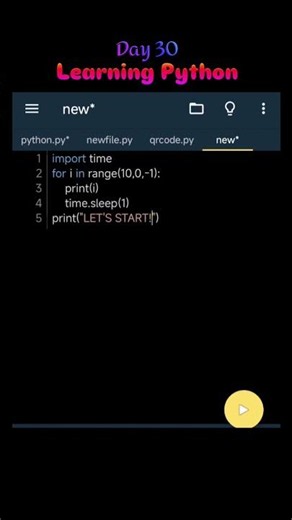 Day 30 of learning Python 🐍 Making time countdown using Python #viral #growth #fyp #shorts #learning