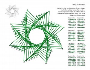 String Art Worksheet - 8 Section Star - Side 2-2 Connection Pattern - Etsy UK