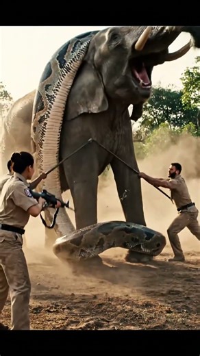 Giant Mutant Python ATTACKS Elephant — Heroes Rush In! 🐘🐍🔥