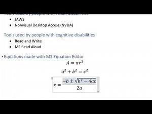 Math Accessibility: Using the Equation Editor in Microsoft Word