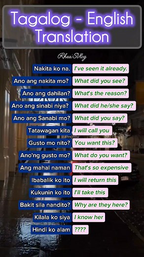 T.E Phrases Translation #reelschallenge #translationchallenges #wordstranslation #phrasesinenglish #tagalogenglishtranslation #fblifestyle | Rhea'SVlog