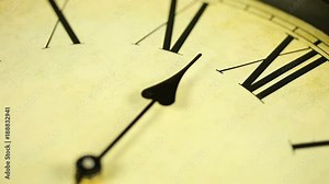 Movement of the arrows on the clock in the opposite direction, closeup, 1920x1080