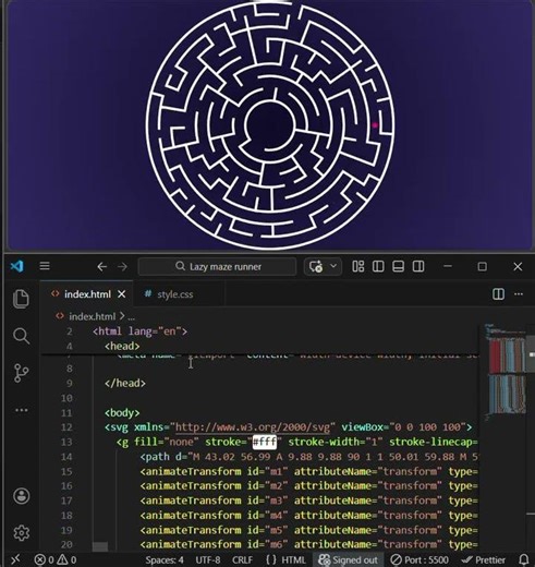 How to create Lazy Maze Runner by using HTML and CSS in VS code.
