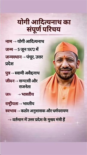 CM Yogi Adityanath ji Biography 😱 #ytshorts #upsc #shortsfeed #yogiadityanath