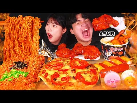 ASMR MUKBANG Spicy convenience store food, ramen, tteokbokki, chicken, dessert, eating