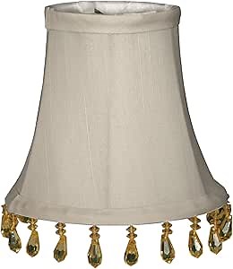 Royal Designs Beaded Bell Chandelier Clip on Lamp Shade, Grey, 3" x 5" x 4"